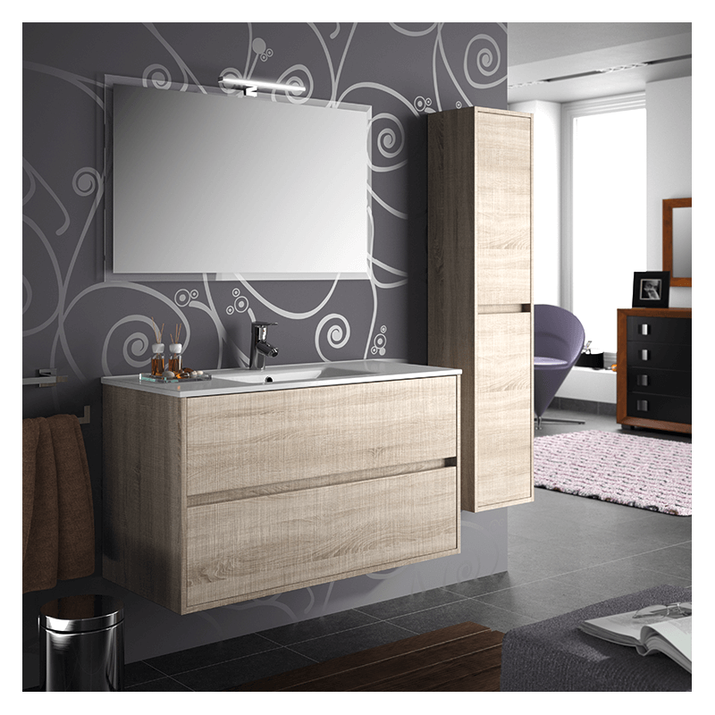 NOJA Conjunto mueble de baño 600 / 700 + Lavabo + Espejo + Aplique de Salgar